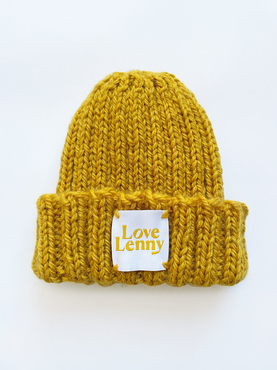Hand Knitted Baby Beanie Mustard