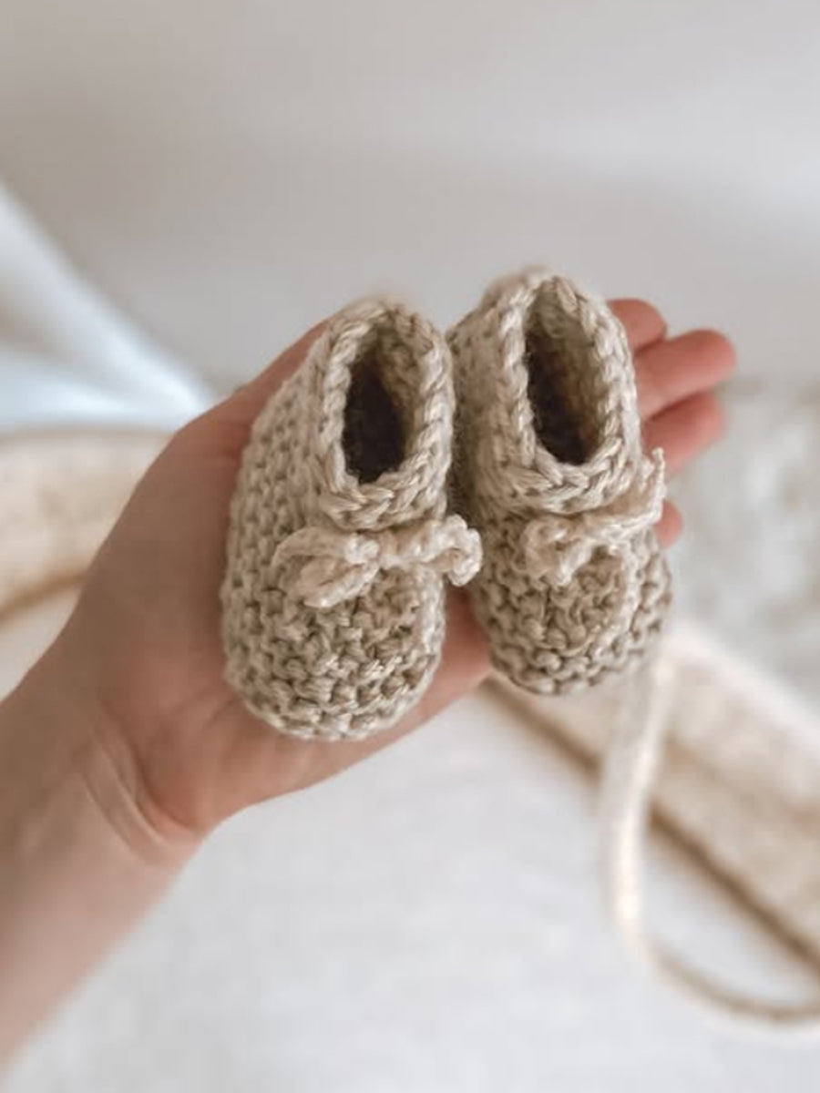 Knitted Baby Booties Oat