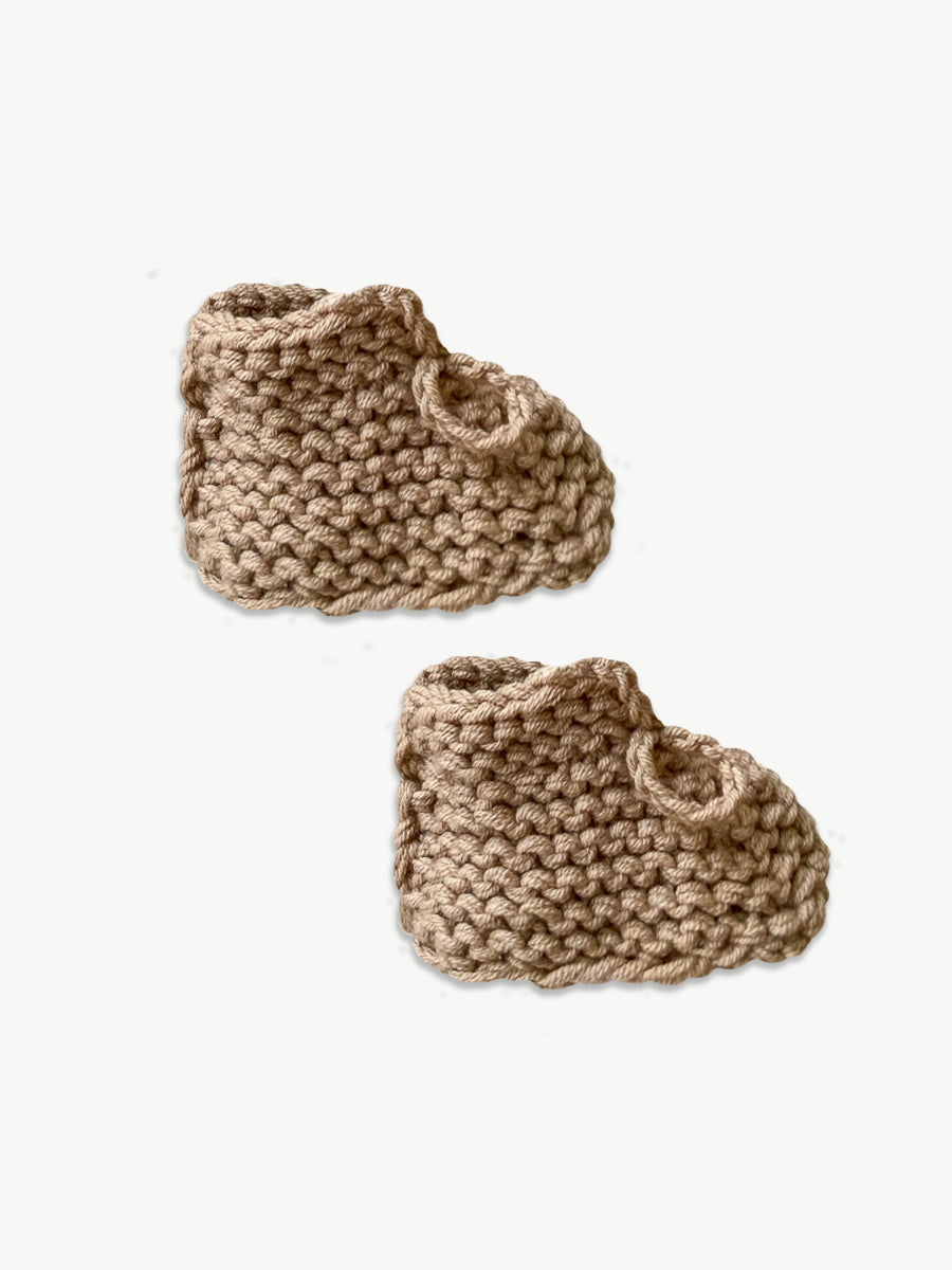 Knitted Baby Booties Oat