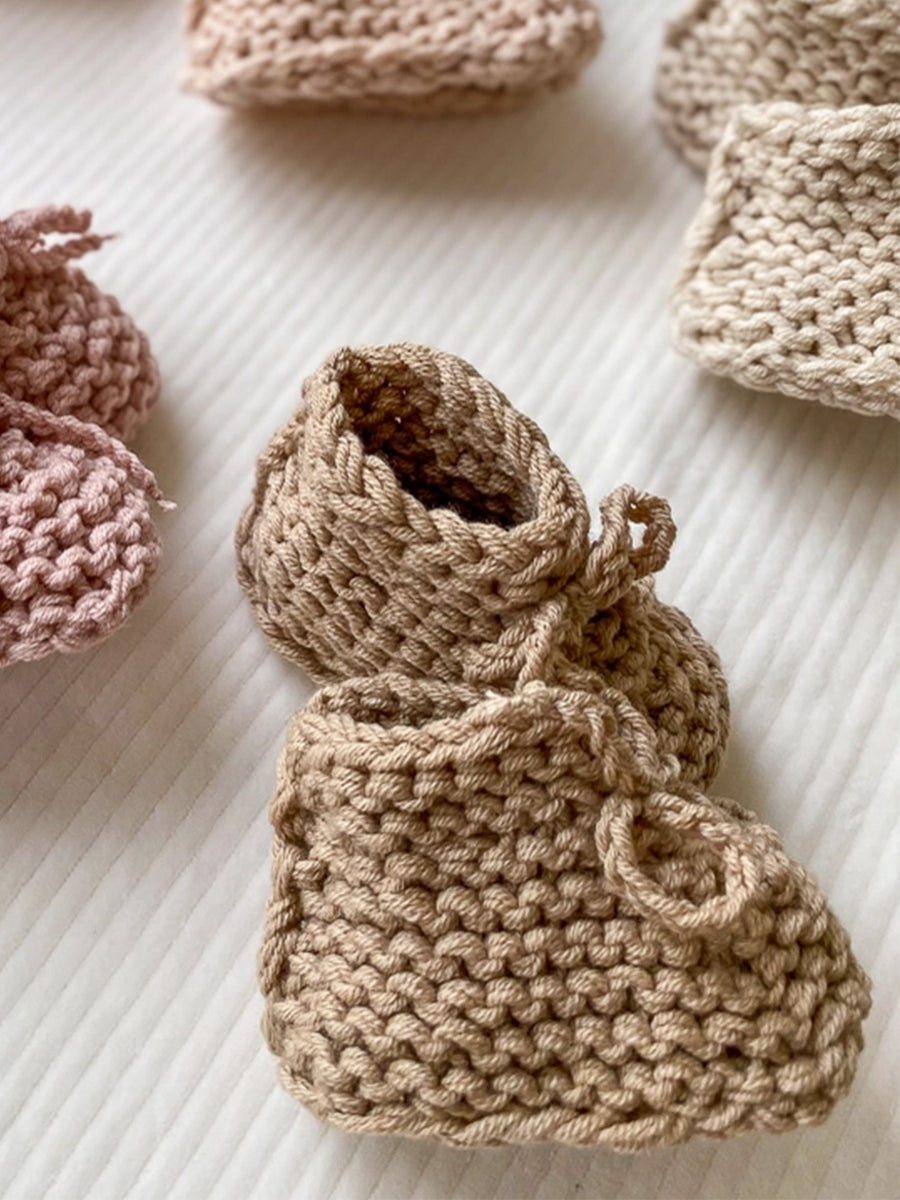 Knitted Baby Booties Oat