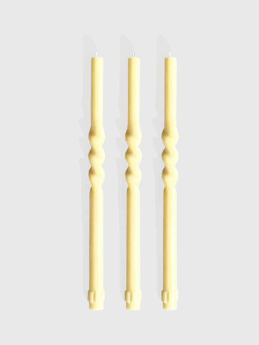 Twist Dinner Candle Pale Yellow