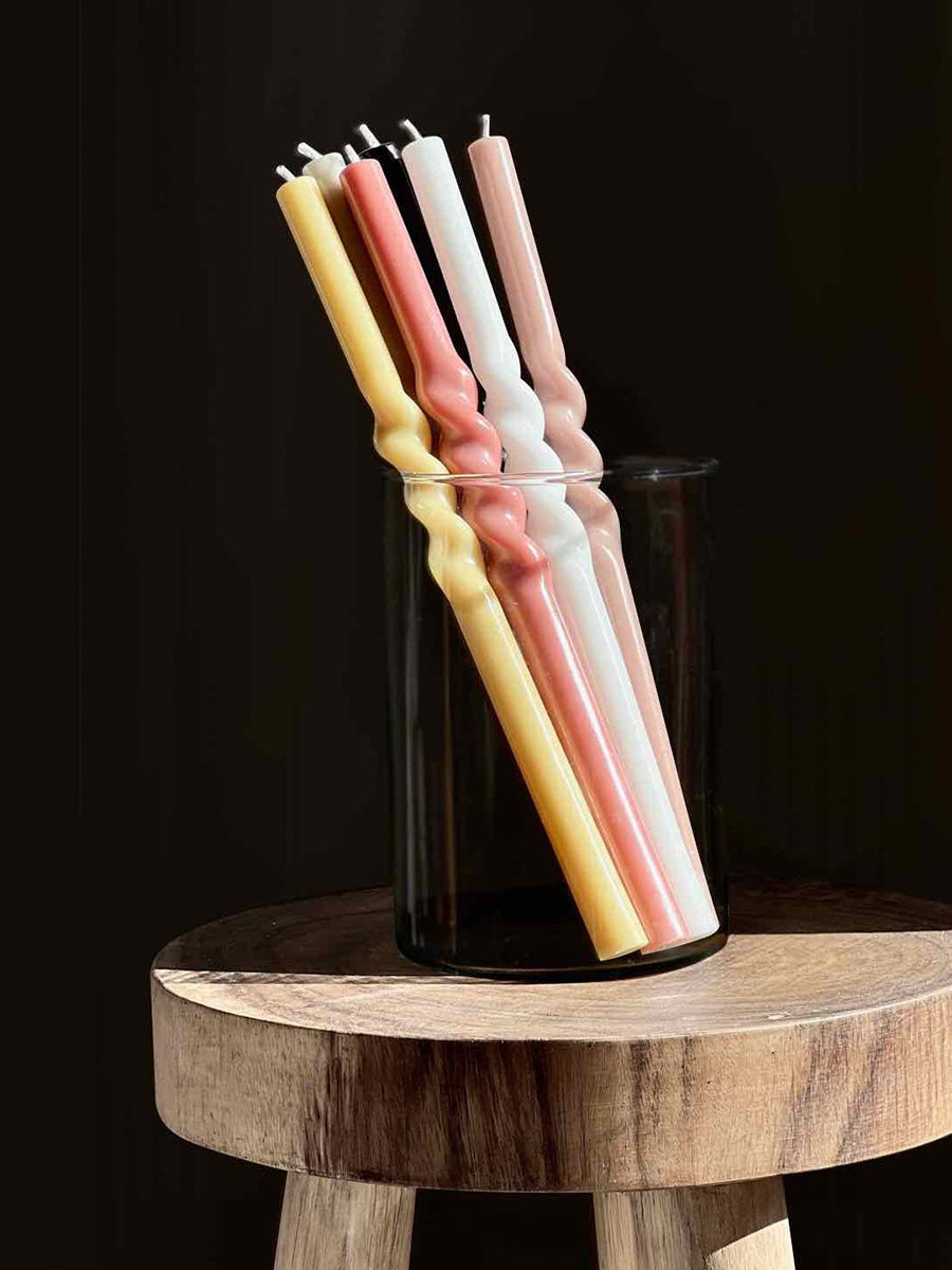 Twist Dinner Candle Pale Yellow