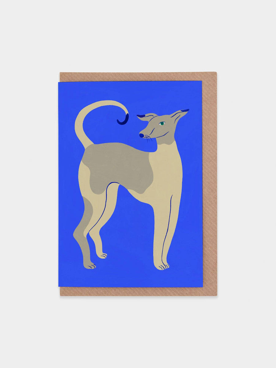 Young Dog on Blue Greeting Card